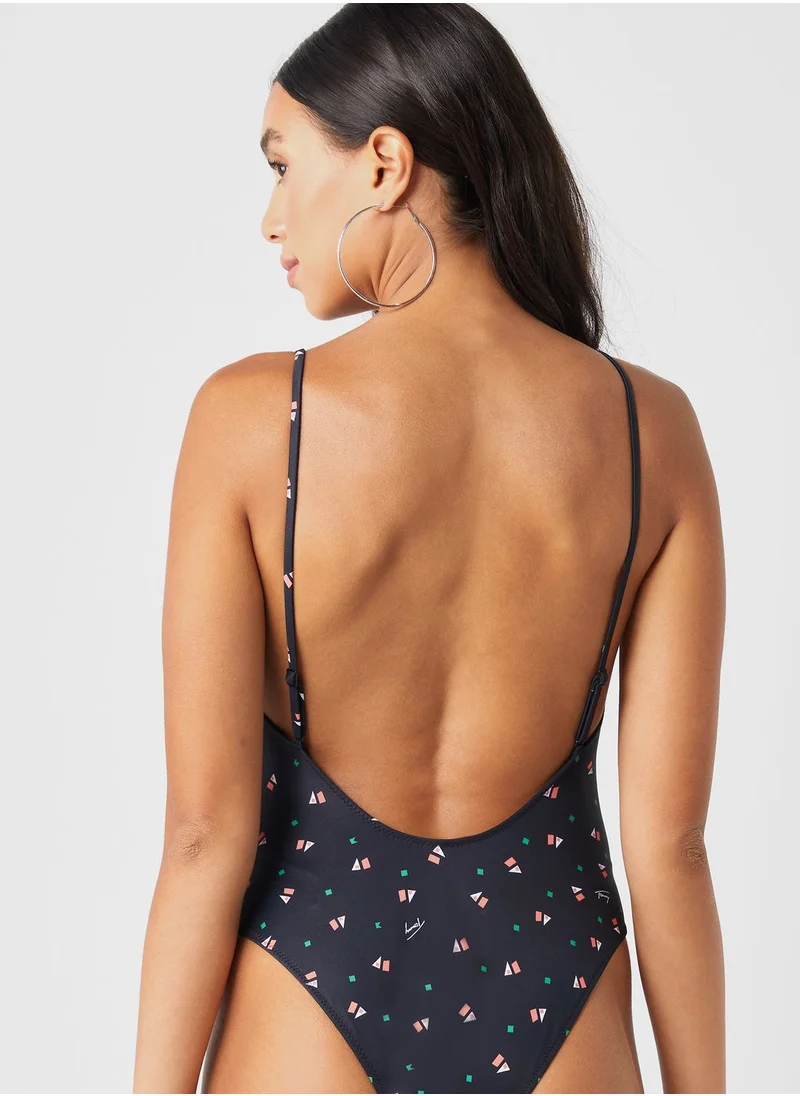 TOMMY JEANS Printed High Leg Swimsuit
