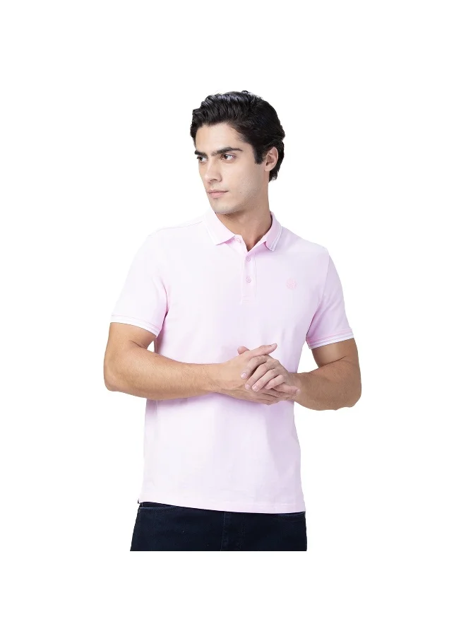 بيينغ هيومان Mens Light Pink Polo Collar Short Sleeve Polo T-Shirt