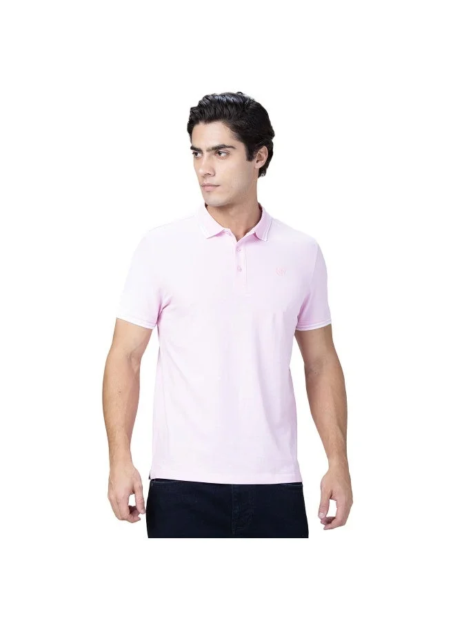 Being Human Mens Light Pink Polo Collar Short Sleeve Polo T-Shirt