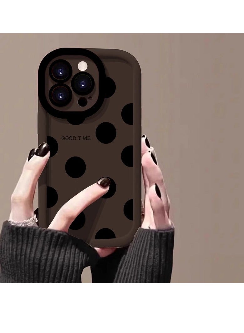 NIBEMINENT Minimal Black Spot Protective TPU Case Cover For iPhone 16, Coffee Color