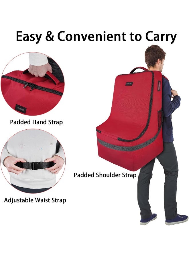 YOREPEK Car Seat Travel Bag, Padded Car Seats Backpack for Air Travel, Heavy Duty Carseat Travel Bag for Airplane, Airport Gate Check Bag (Red) - Image 5