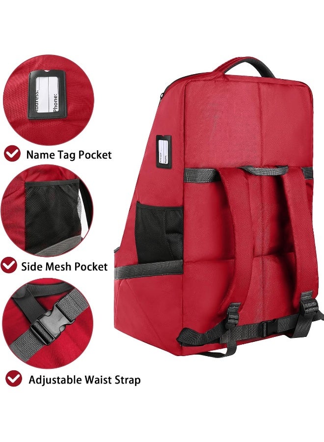 YOREPEK Car Seat Travel Bag, Padded Car Seats Backpack for Air Travel, Heavy Duty Carseat Travel Bag for Airplane, Airport Gate Check Bag (Red) - Image 3