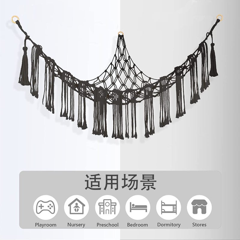 Triangle Wall Toy Net Bag Plush Toy Hand-Woven Lace Hammock Bohemian Hanging Storage Hammock - Image 4