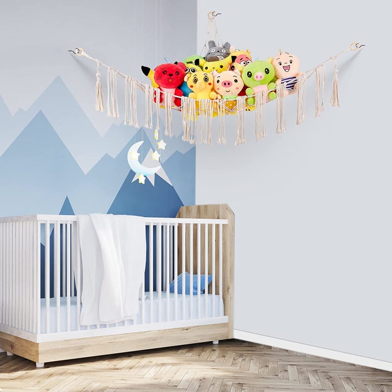 Triangle Wall Toy Net Bag Plush Toy Hand-Woven Lace Hammock Bohemian Hanging Storage Hammock - Image 5