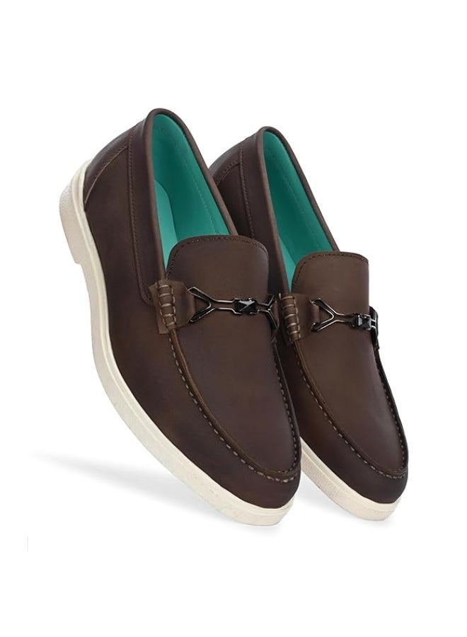 NOAK NO ANIMAL KILLED Casual Leather Material Slip-on Loafers Shoes Comfortable Shoes for Men|Brown|11UK - Image 1