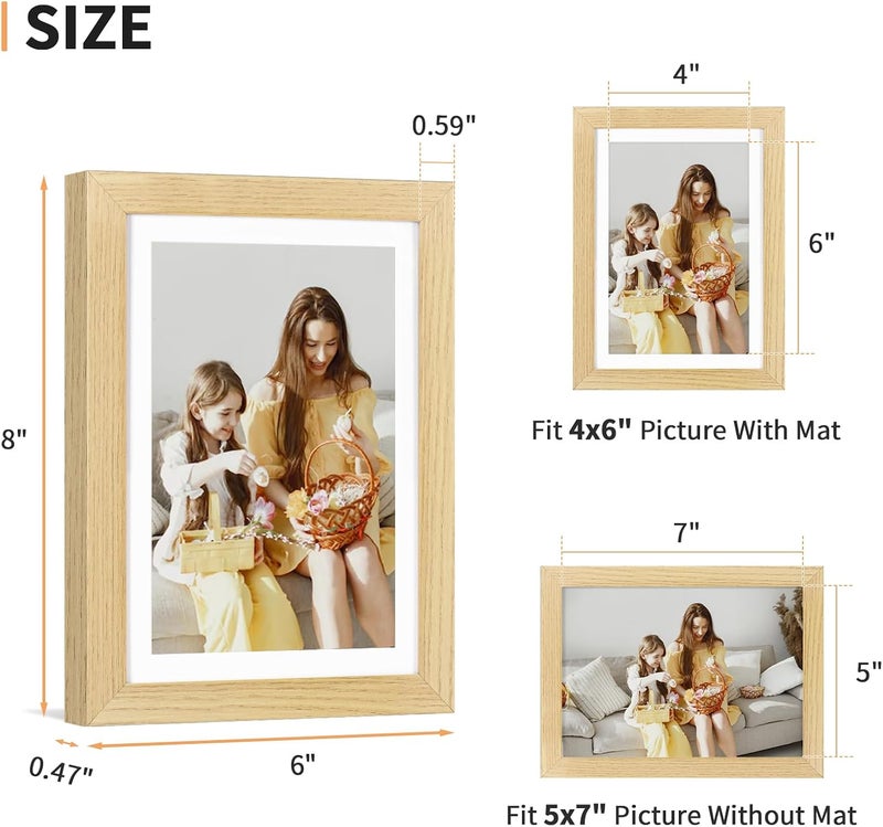 ATOBART مجموعة أطارات صور من ATOBART بأبعاد 5x7، تتكون من 4 أطارات، بأبعاد 4x6 مع وسادة أو 5x7 بدون وسادة، مناسبة للتعليق على الحائط أو على سطح الطاولة، مزودة بزجاج شفاف عالي الوضوح، بنقوش خشبية طبيعية. - Image 2