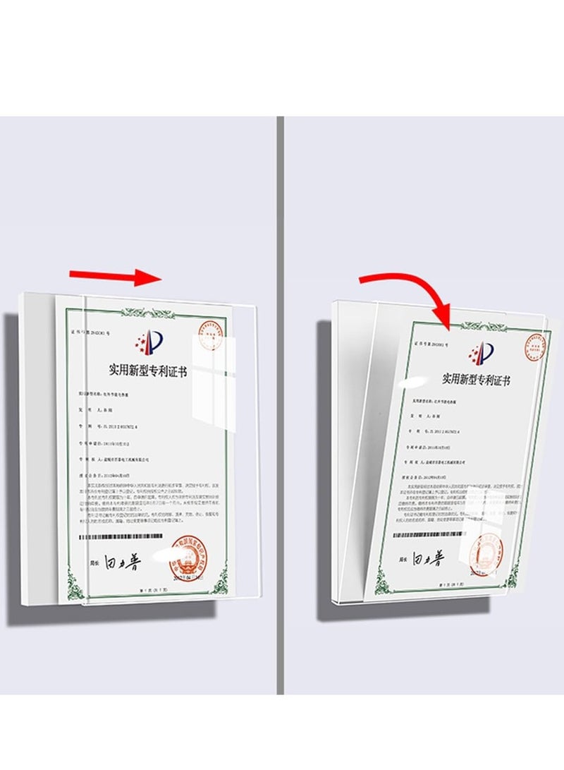 Eckek حامل لافتات أكريليك مثبت على الحائط ذاتي اللصق إطار عرض شفاف لوثائق المكتب، المتجر، المدرسة، المنزل، إطار صور حائط - Image 5