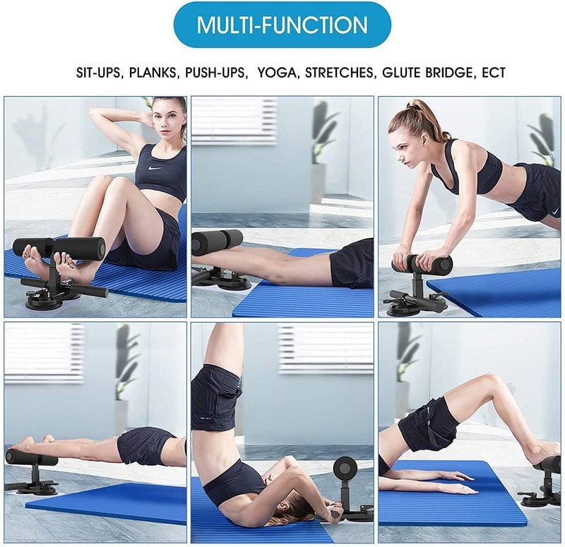 Jukusa Portable Double Suction Sit Up Bar, 3 Height Adjustable Super Strong Abdominal Muscle Trainer Device, Abs Home Floor Workout (Black) - Image 2