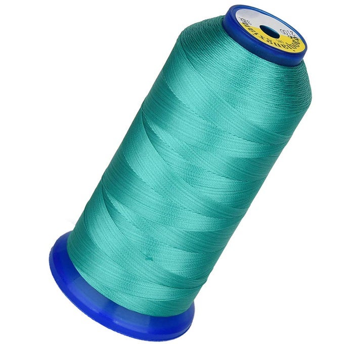 HEAVY DUTY THREAD 1800YARDS SIZE T7069 210D3 ALL PURPOSE HIGH STRENGTH POLYESTER SEWING THREAD FOR WEAVES UPHOLSTERY JEANS AND WEAVING HAIR DRAPERY BEADING PURSES LEATHER AQUAMARINE