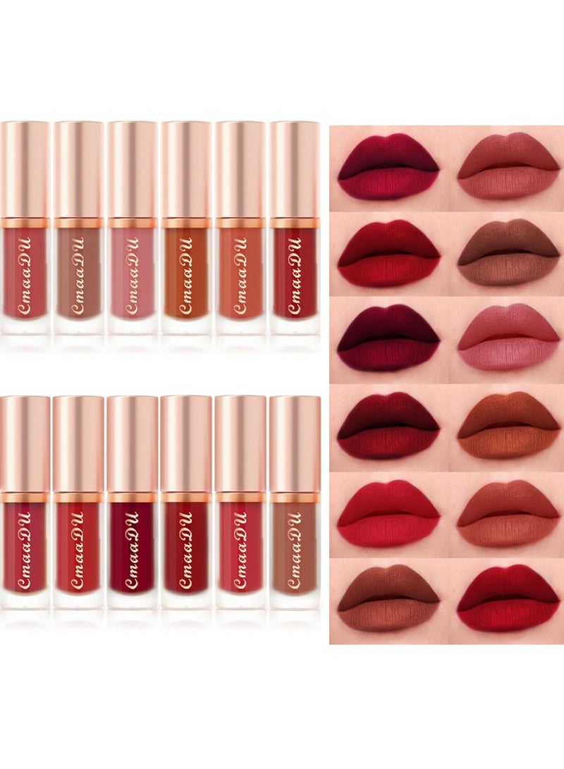 CmaaDu 2 PCS  Waterproof Matte Lip Glaze and Velvet Lipstick - Long-Lasting, Smooth, and Glossy Finish Valentine's Day Gifts - Image 2