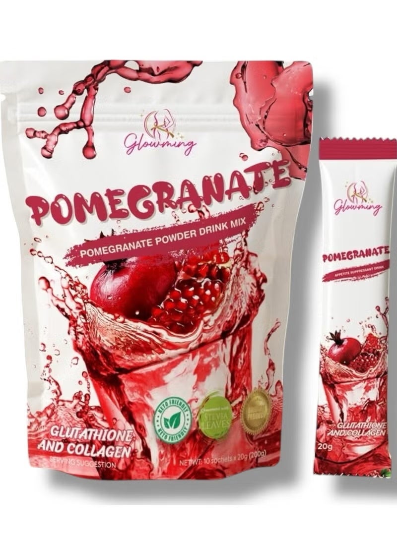 Pomegranate powder drink mix with glutathione and collagen