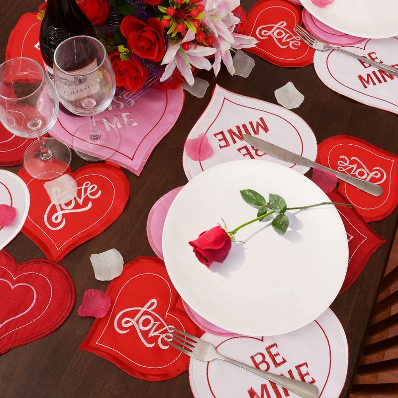 Grelucgo Embroidered Love Heart Table Runner for February 14th (13 x 35 inch) - Image 4