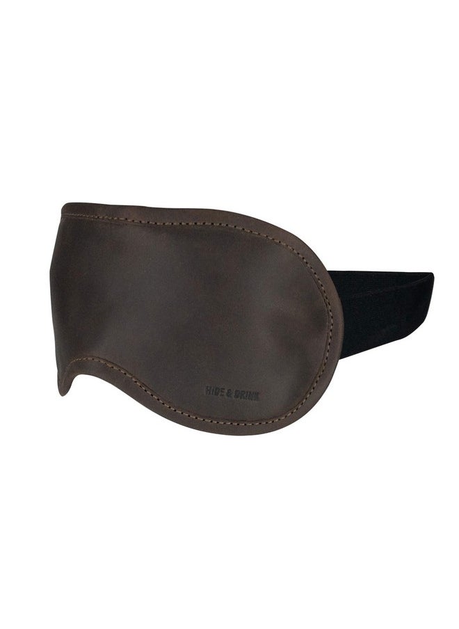 Hide & Drink Unisex Sleep Eye Mask Light Blocking For Sleeping Handmade From Full Grain Leather Bourbon Brown  - Image 1
