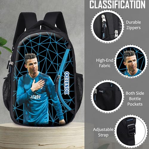 Ronaldo School Bag Printed Travel Daytrip Office College Backpack for Girls & Boys Multi-Purpose Bag - Image 4