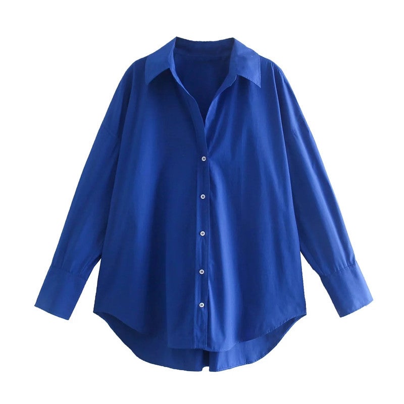 Foreign Trade Wholesale 2023 Spring & Fall New Style Women's European and American Style Street Fashion Urban Casual Multi-Color Long-Sleeved Poplin Shirt - Image 3