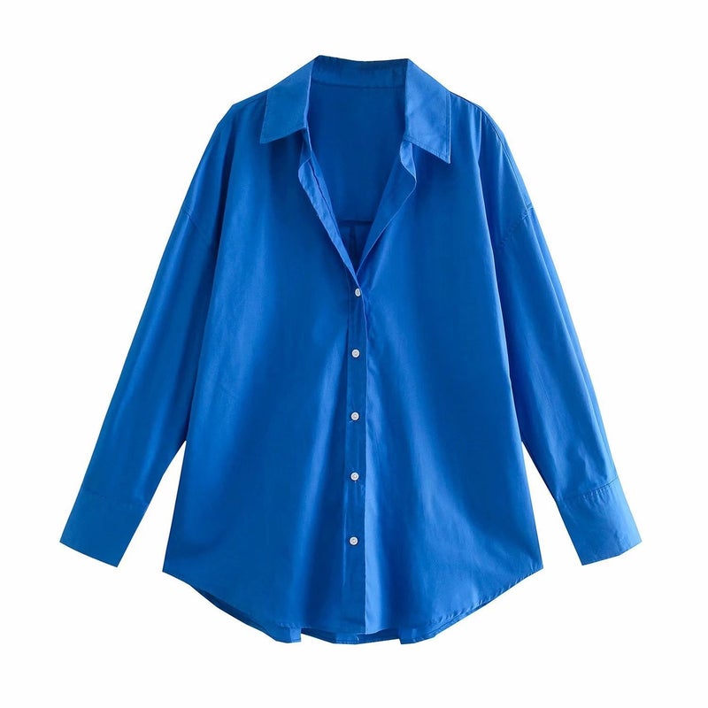 Foreign Trade Wholesale 2023 Spring & Fall New Style Women's European and American Style Street Fashion Urban Casual Multi-Color Long-Sleeved Poplin Shirt - Image 1