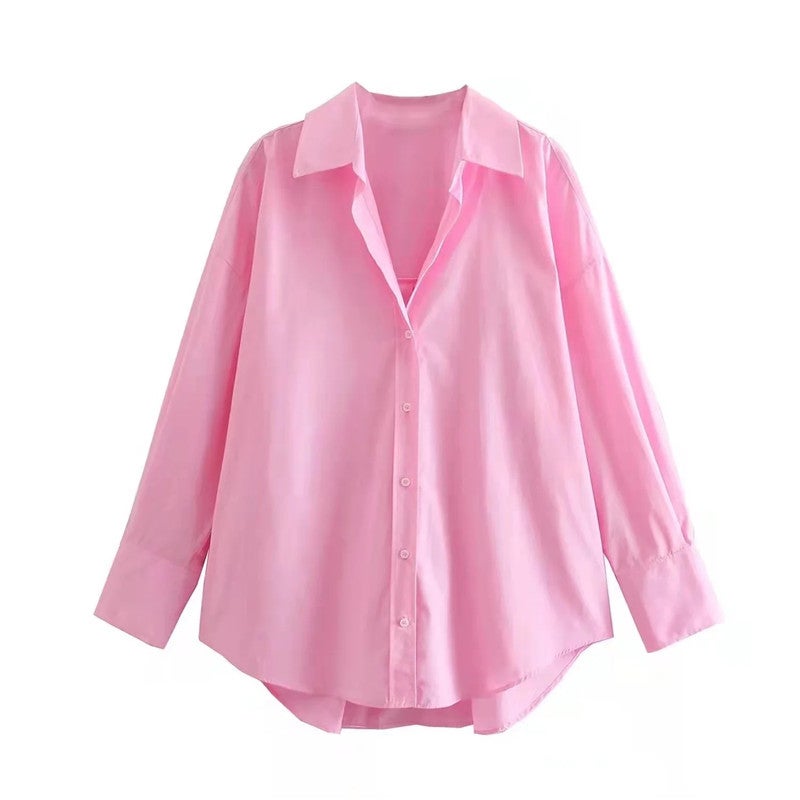Foreign Trade Wholesale 2023 Spring & Fall New Style Women's European and American Style Street Fashion Urban Casual Multi-Color Long-Sleeved Poplin Shirt - Image 4