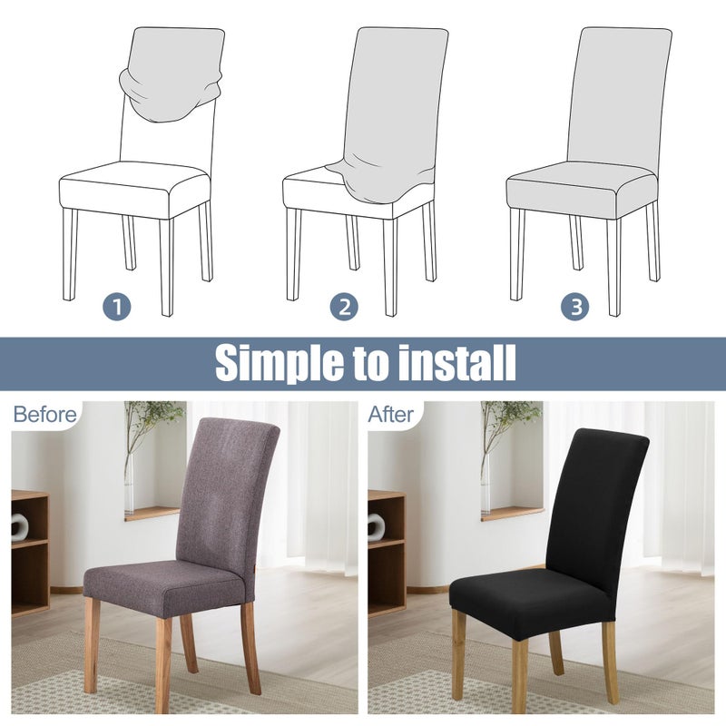 BIETYONE Chair Covers,Dining Room Chair Covers Set of 6,Stretch Kitchen Chair Cover,Washable Dining Chair Cover,Parsons Chair Slipcovers Protective,for Home,Restaurant,Banquet - Image 4