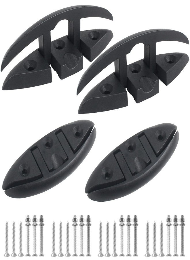 ORLANG 5 Inch Nylon Folding Boat Cleat 4 Pack,Marine Grade Boat Dock Cleats with Bolts and Screws, Flip Up Dock Cleat for Deck, Motorboat and Kayak (Black) - Image 1