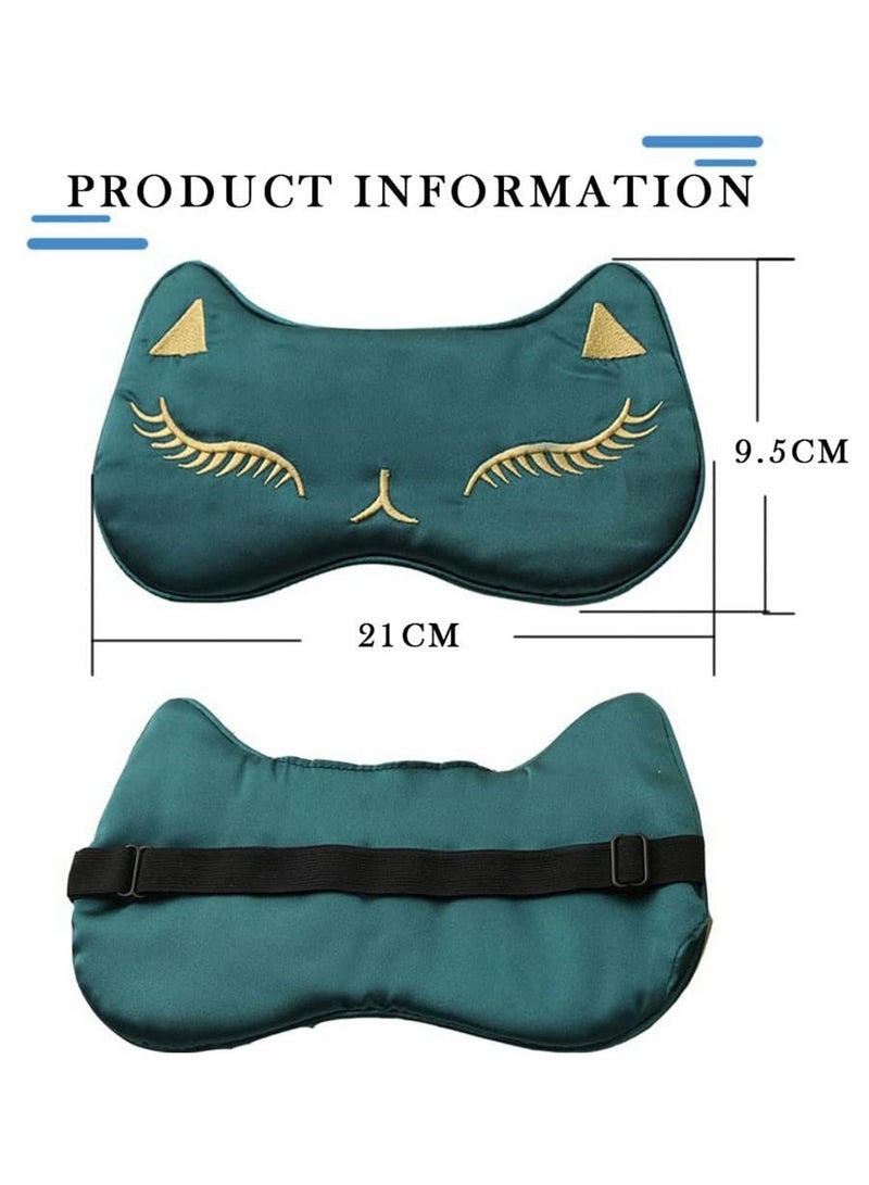 Luckam 2 Pieces Glossy Silk Sleep Mask Soft Adjustable Strap Sleeping Eye Blinder Animal Silk Eye Cover Cat Printed Sleep Eye Masks Suitable for Women Men Kid - Image 5