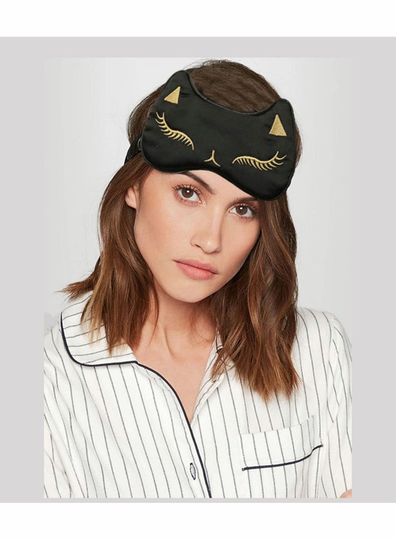 Luckam 2 Pieces Glossy Silk Sleep Mask Soft Adjustable Strap Sleeping Eye Blinder Animal Silk Eye Cover Cat Printed Sleep Eye Masks Suitable for Women Men Kid - Image 2