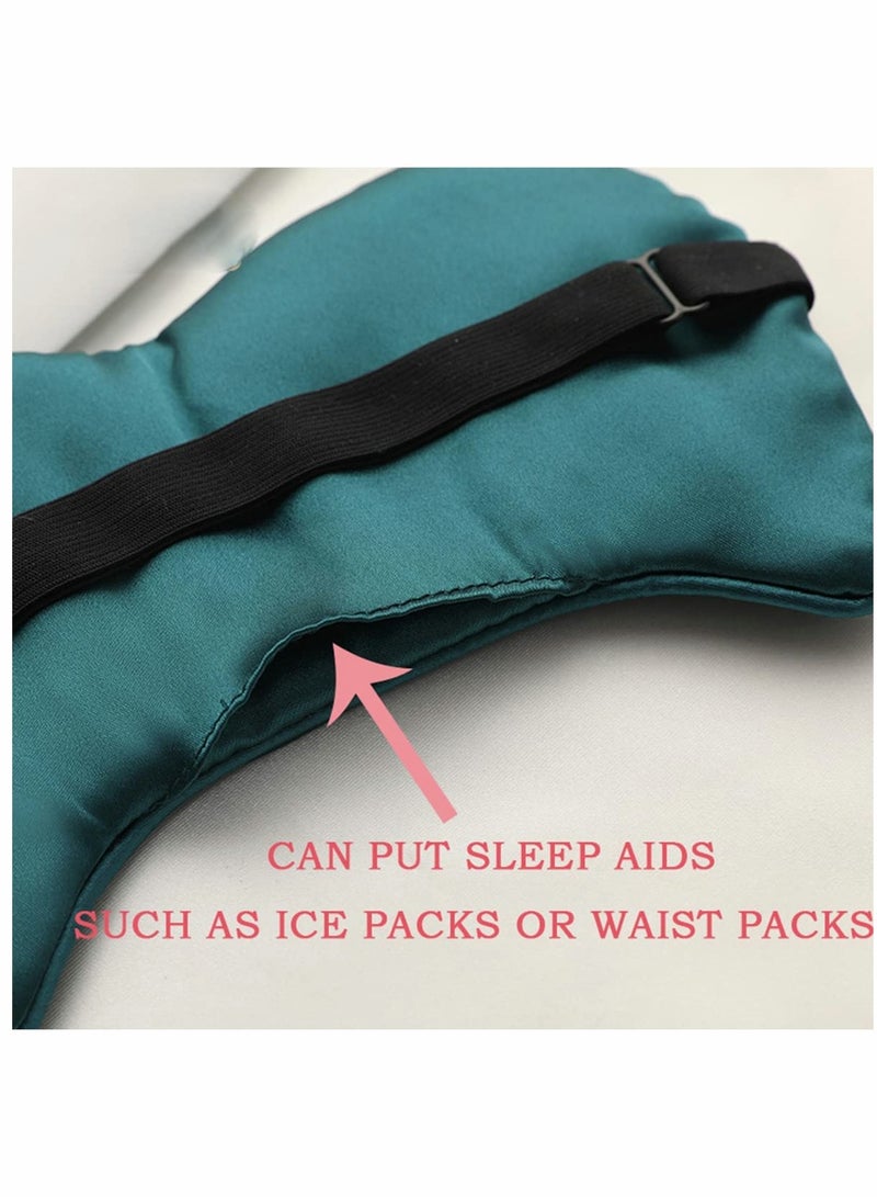 Luckam 2 Pieces Glossy Silk Sleep Mask Soft Adjustable Strap Sleeping Eye Blinder Animal Silk Eye Cover Cat Printed Sleep Eye Masks Suitable for Women Men Kid - Image 4