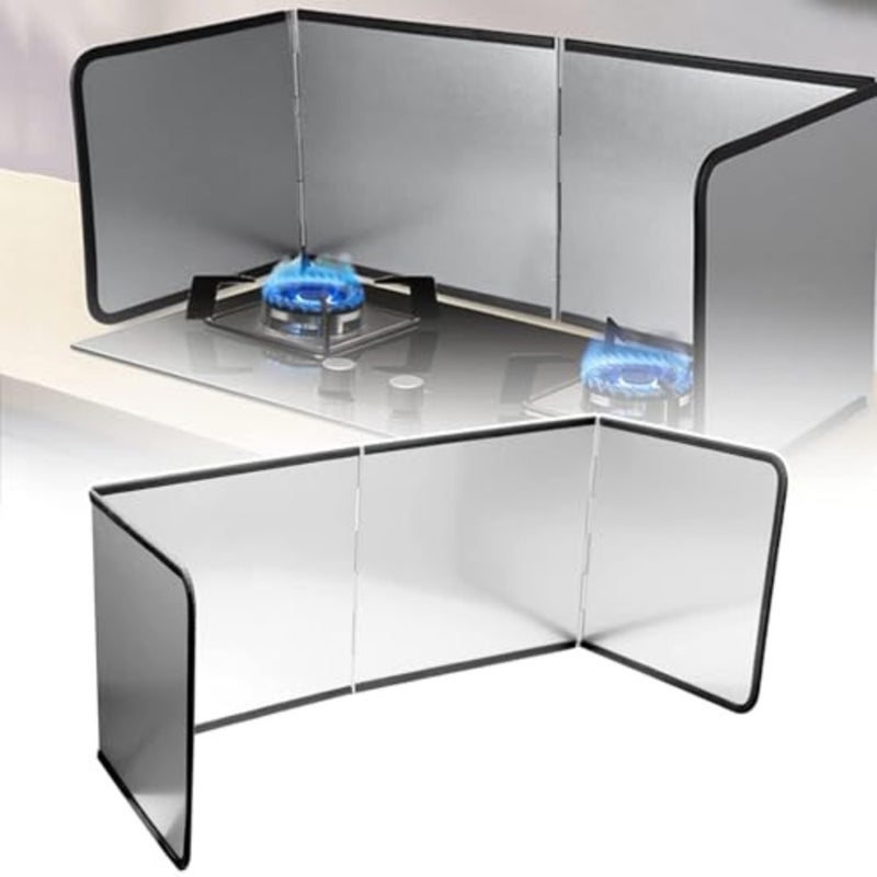Grease Splatter Guard, Foldable Stainless Steel Oil Splatter Screens for Frying Pan, Nonstick Oil Splash Insulation Board Oil Splatter Guard Stove Heat Insulation Board for Cooking 4 Sided - Image 1