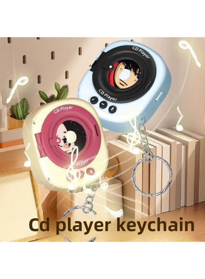 Internet Celebrant Retro CD Record Player Multi-function Recording Playback Mini Music Box Bag Pendant Keychain-Color:Three Discs -Specifications:Pink Record Cd-with Pendant  - Image 1