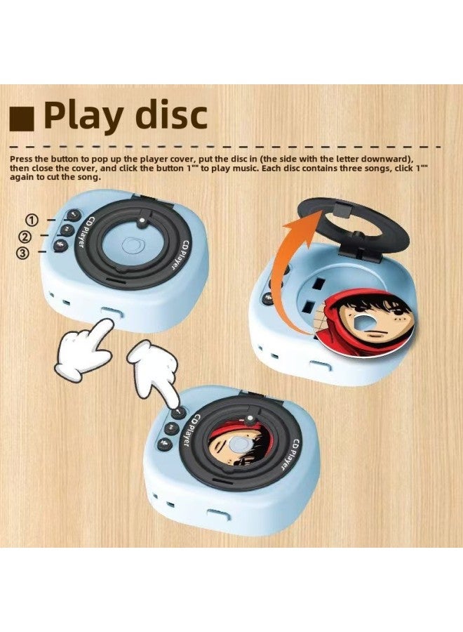 Internet Celebrant Retro CD Record Player Multi-function Recording Playback Mini Music Box Bag Pendant Keychain-Color:Three Discs -Specifications:Pink Record Cd-with Pendant  - Image 3