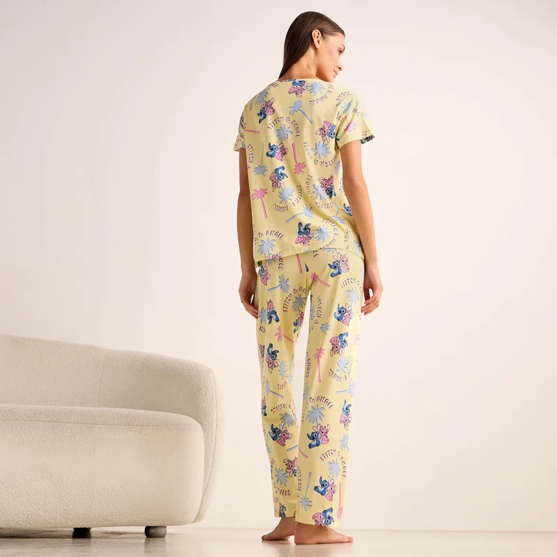 Splash FAV All-Over Stitch and Angel Print Pyjama Set