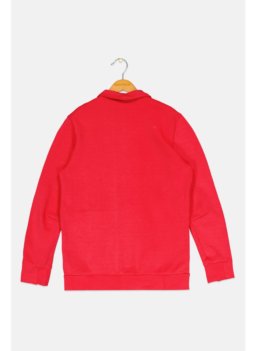Adidas Kids Boy Manchester United Anthem Football Jacket, Red  - Image 2