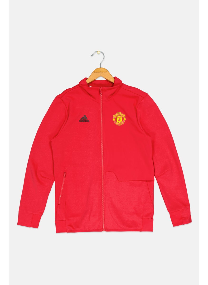 Adidas Kids Boy Manchester United Anthem Football Jacket, Red  - Image 1