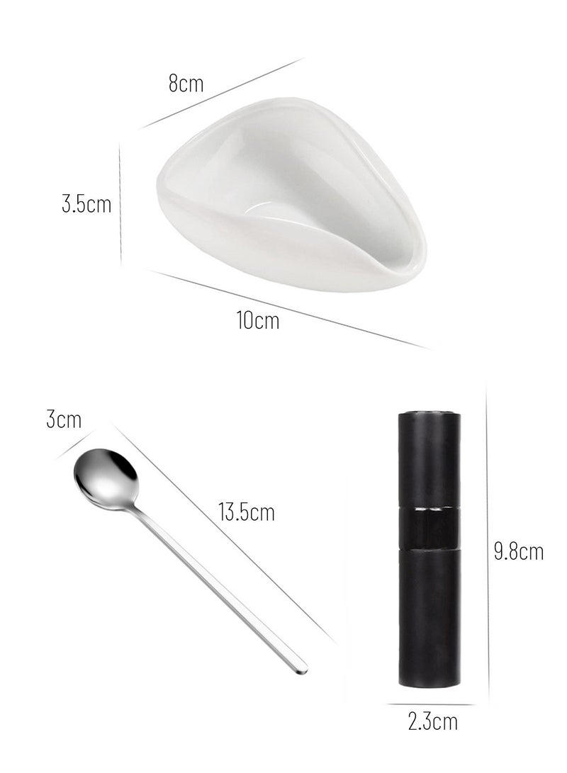 ايكي ايك صينية وزن حبوب القهوة وزجاجة رش وملعقة مجموعة مكونة من 3 قطع، ملحقات بار القهوة، وعاء جرعات من السيراميك للقهوة، تقليل قوة القهوة الساكنة، هدية لمحبي القهوة - Image 5