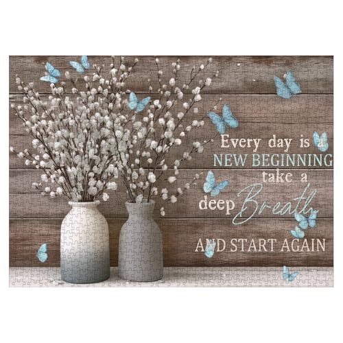 BBOLDIN Christian Flower Butterfly Puzzles for Adults 1000 Pieces Vintage Religious Bible Quote Jigsaw Puzzle Inspirational Faith Catholic Scripture Puzzle - Image 1