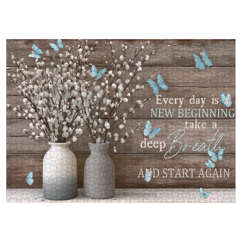 BBOLDIN Christian Flower Butterfly Puzzles for Adults 1000 Pieces Vintage Religious Bible Quote Jigsaw Puzzle Inspirational Faith Catholic Scripture Puzzle - Image 3
