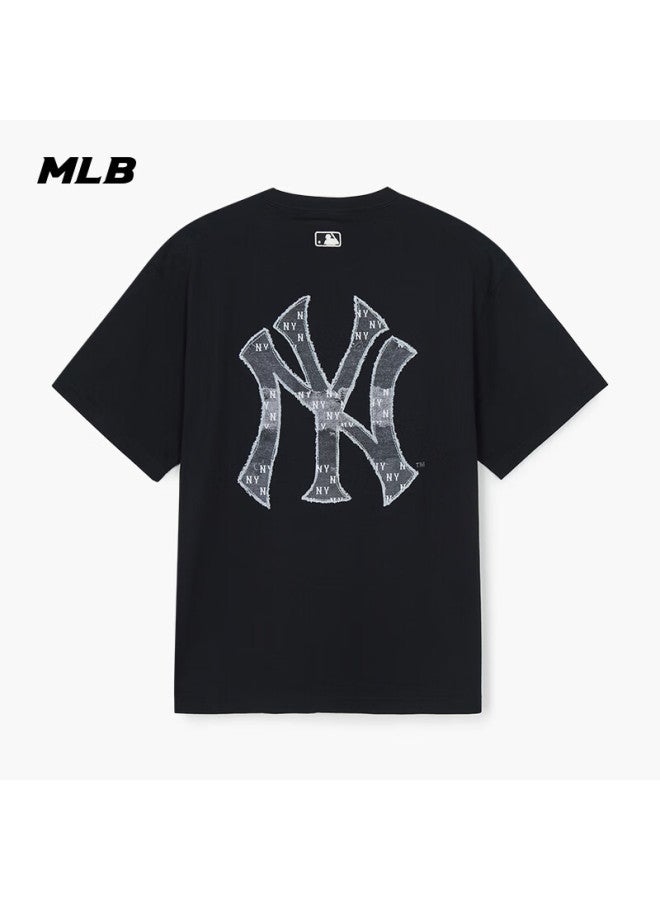 MLB تي شيرت رياضي كاجوال بحماية من الشمس بشعار خلفي وأكمام قصيرة من MLB Uni 26 New 3atsm0663-50bks-l - Image 1