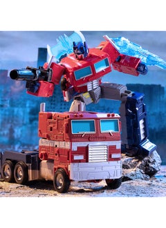 Transformable Toy Model Car Robot Bumblebee Dinosaur Cable Handheld Gundam Alloy Authentic Children's Boys Gifts-Color: Optimus Prime Commander 32cm Gift Box