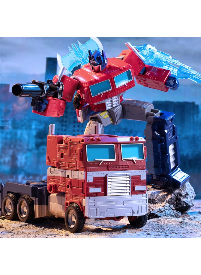 Generic - Transformable Toy Model Car Robot Bumblebee Dinosaur Cable Handheld Gundam Alloy Authentic Children's Boys Gifts-Color: Optimus Prime Commander 32cm Gift Box - Image 1
