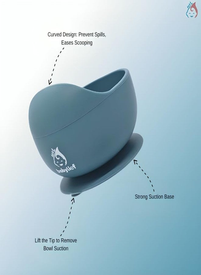 Babylief™ Silicone Baby Suction Bowl (Powder Blue) - Image 4