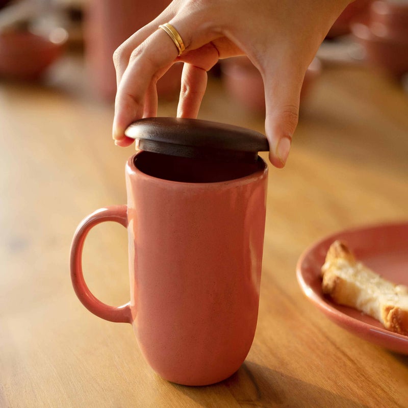 Ellementry Rustic Reef Ceramic Mug with Wooden Lid, Ceramic Mug for Coffee, Tea & Milk | Dishwasher Safe Trendy Everyday Use Coffee Cup for Office & Home, Perfect for House Warming & Birthday Gift - Image 3