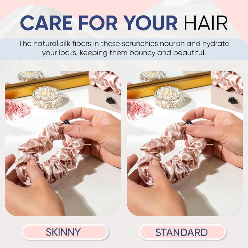 BLISSY Silk Scrunchies (3 Pack) - 100% Pure Mulberry Silk - 22 Momme 6A High-Grade Fibers Scrunchie for Straight & Curly Hair (Nicole Miller - Mauve Cheetah, Regular) - Image 4