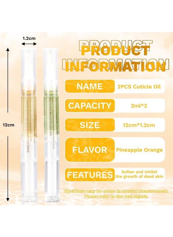 Meschett 2PCS Cuticle Oil Pens for Nail Care,Cuticle Revitalizer Oil Pen with Soft Brush,Cuticle Oil to Prevent Nail Cracking and Dry (Pineapple & Orange Flavor) - Image 2