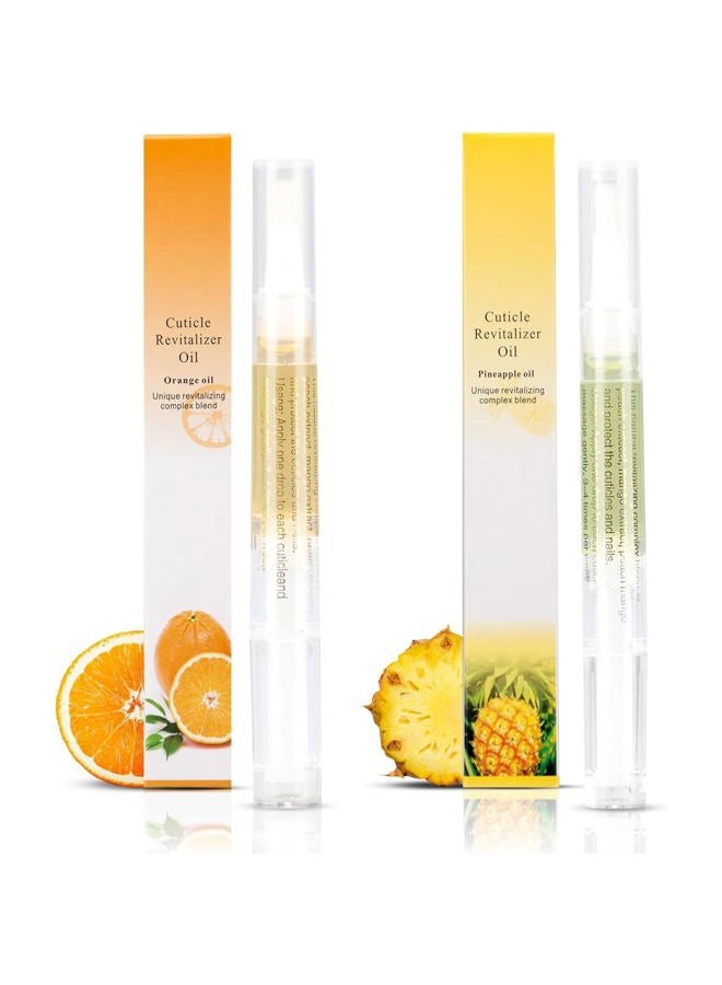 Meschett 2PCS Cuticle Oil Pens for Nail Care,Cuticle Revitalizer Oil Pen with Soft Brush,Cuticle Oil to Prevent Nail Cracking and Dry (Pineapple & Orange Flavor) - Image 1