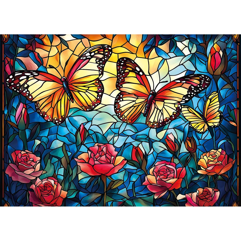 Blueforest 1000 Piece Stained Glass Butterfly Puzzle Vibrant Mosaic Flower Garden Jigsaw Puzzle Complex Art Therapy Puzzles for Adults Framable Wall Decor 275x197 - Image 3