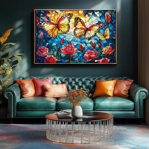 Blueforest 1000 Piece Stained Glass Butterfly Puzzle Vibrant Mosaic Flower Garden Jigsaw Puzzle Complex Art Therapy Puzzles for Adults Framable Wall Decor 275x197 - Image 5