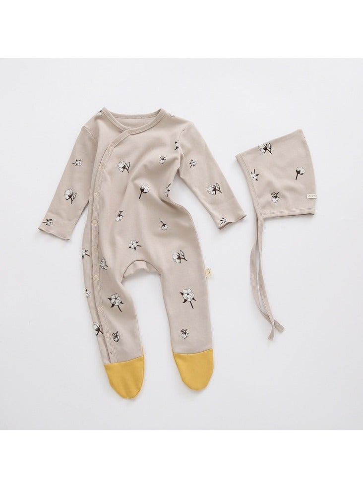 xozgdovg Baby cotton Baby long sleeve onesie newborn baby clothes 80m cotton  - Image 1