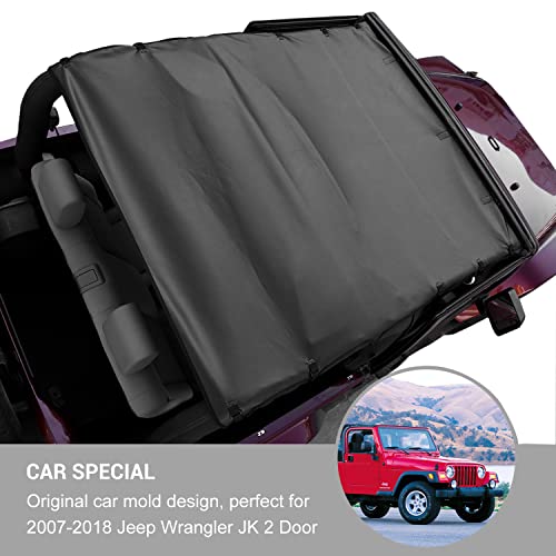 Jimen Compatible with Jeep Wrangler JK 2007-2018 2 Door, Soft Top Sunshade UV Blocker Bikini Top - Image 2