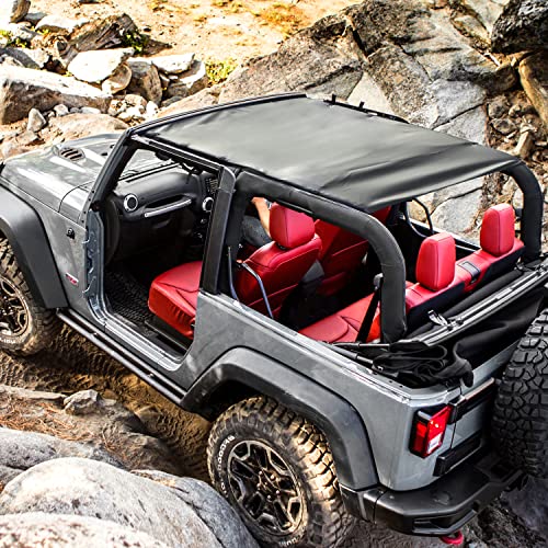 Jimen Compatible with Jeep Wrangler JK 2007-2018 2 Door, Soft Top Sunshade UV Blocker Bikini Top - Image 5