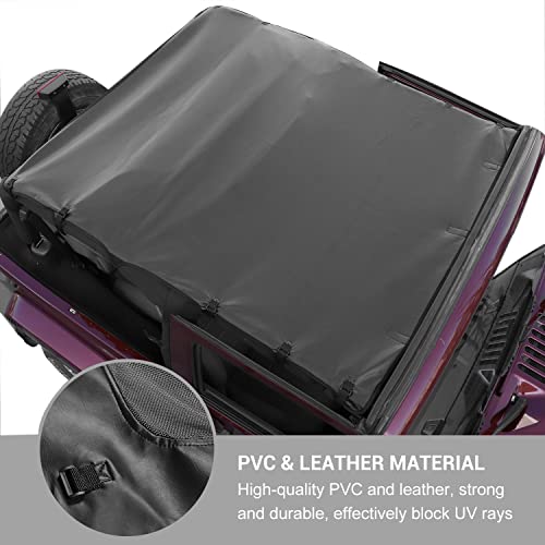 Jimen Compatible with Jeep Wrangler JK 2007-2018 2 Door, Soft Top Sunshade UV Blocker Bikini Top - Image 4