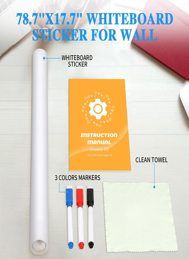 ZNCMRR Dry Erase Whiteboard Sticker Wall Decal, Self-adhesive White Board Peel Stick Paper for School, Office, Home, Kids Drawing with 1 Water Pen (78.7" x 17.7") - Image 4